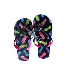 Flip Flops Sandals Colorful Print Sparkle Accents Women's Size 4/5